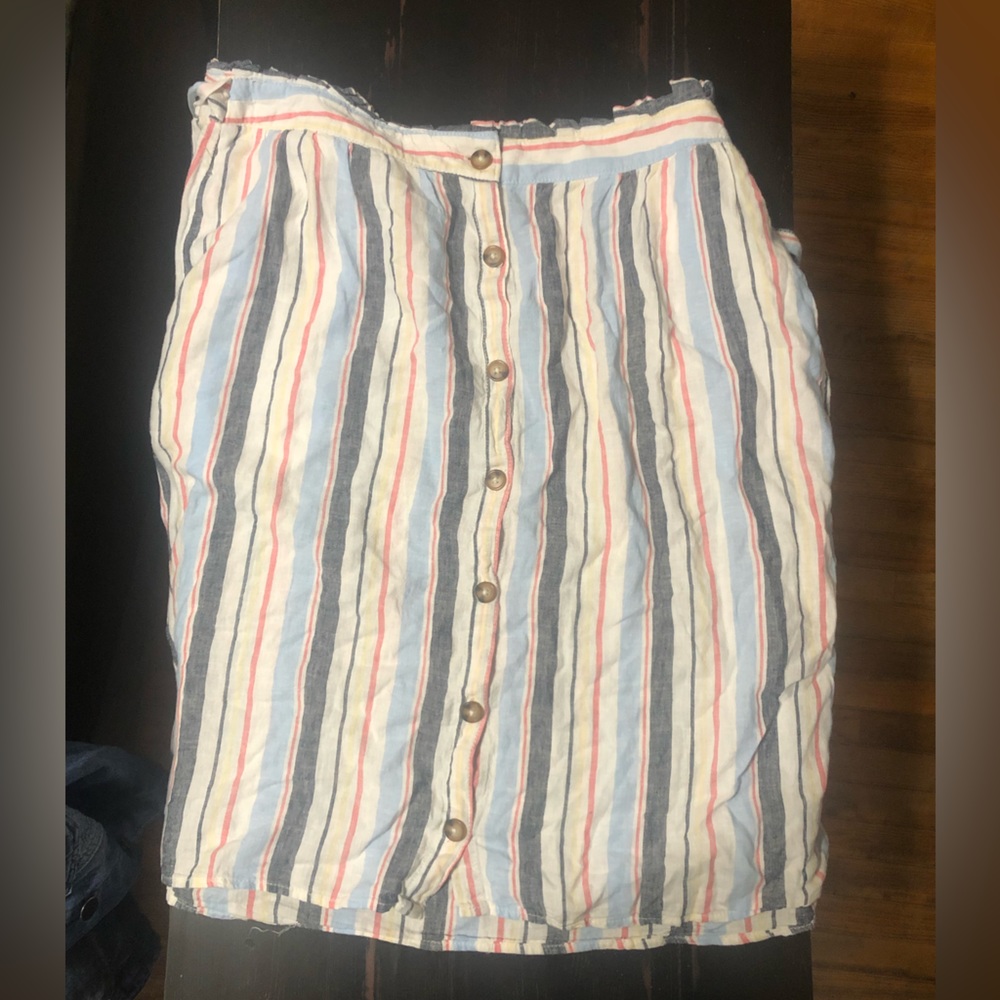 Ana Mulitcolored Striped Paper Bag Midi Skirt size 18